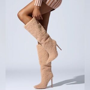 Azalea Wang Peityn Faux Shearling Knee High Boot